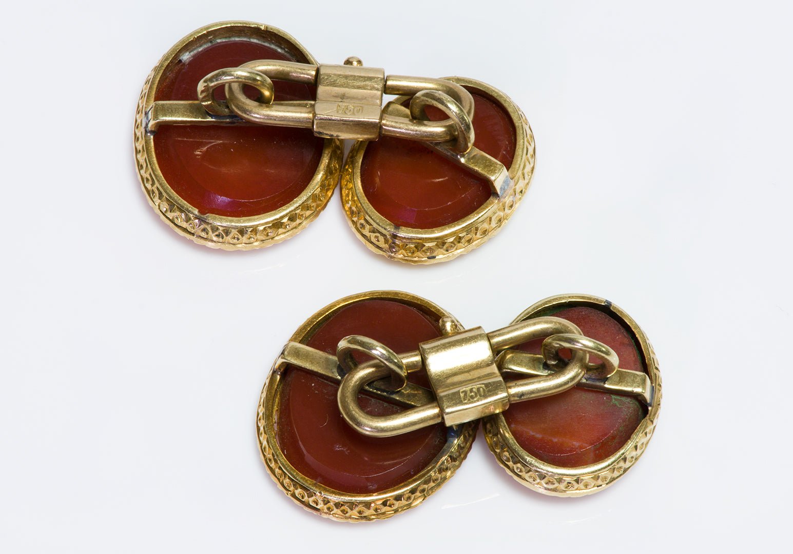 Antique 18K Yellow Gold Carnelian Intaglio Cufflinks