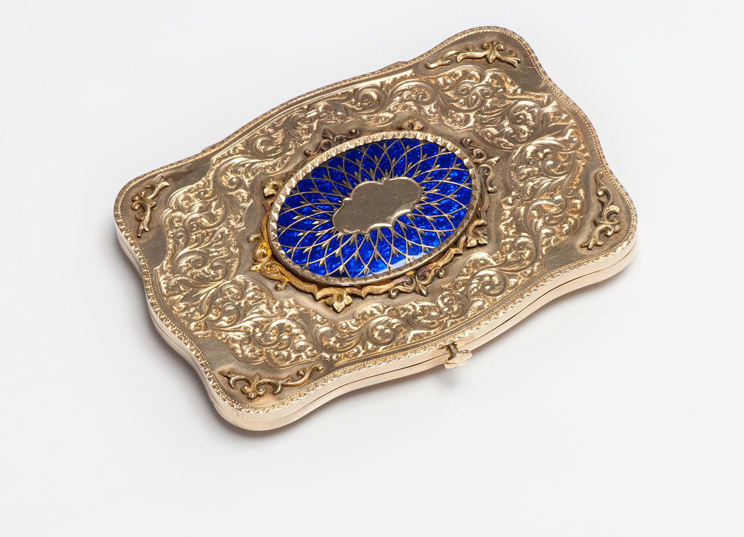 Antique 18K Yellow Gold Enamel Box Case