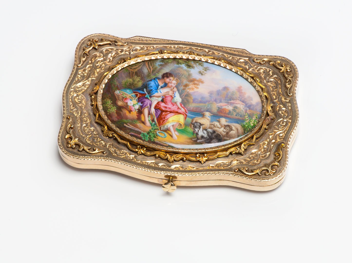 Antique 18K Yellow Gold Enamel Box Case