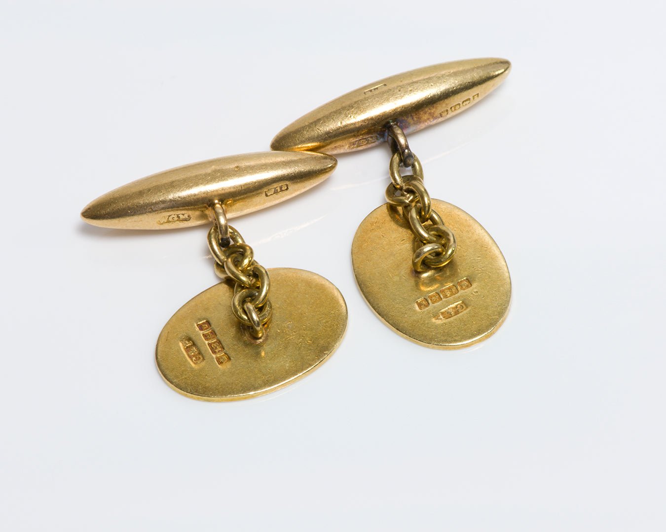 Antique 18K Yellow Gold Engraved Nautical Cufflinks