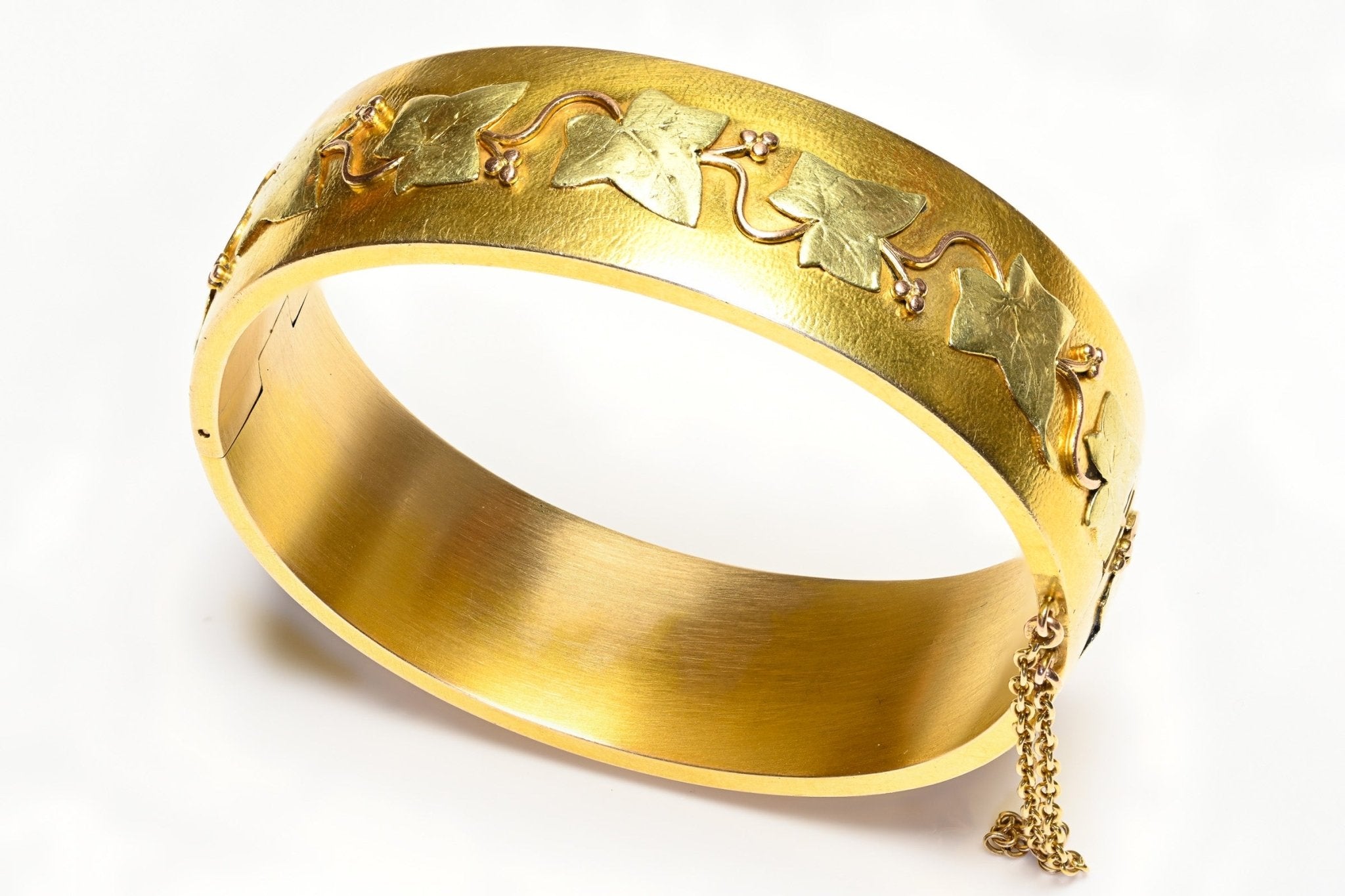 Antique 18K Yellow Gold Wide Bangle Bracelet