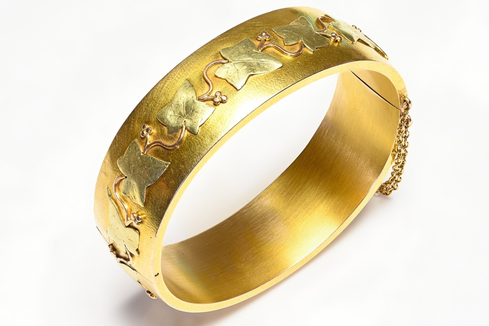 Antique 18K Yellow Gold Wide Bangle Bracelet