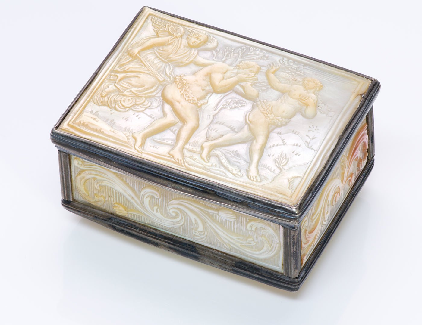 Antique 18th Century Mother of Pearl Silver Box