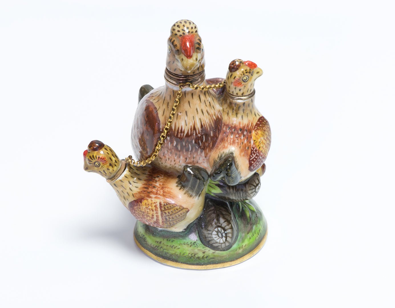 Antique 18th Century Porcelain Figural Bird Multi Scent Bottle