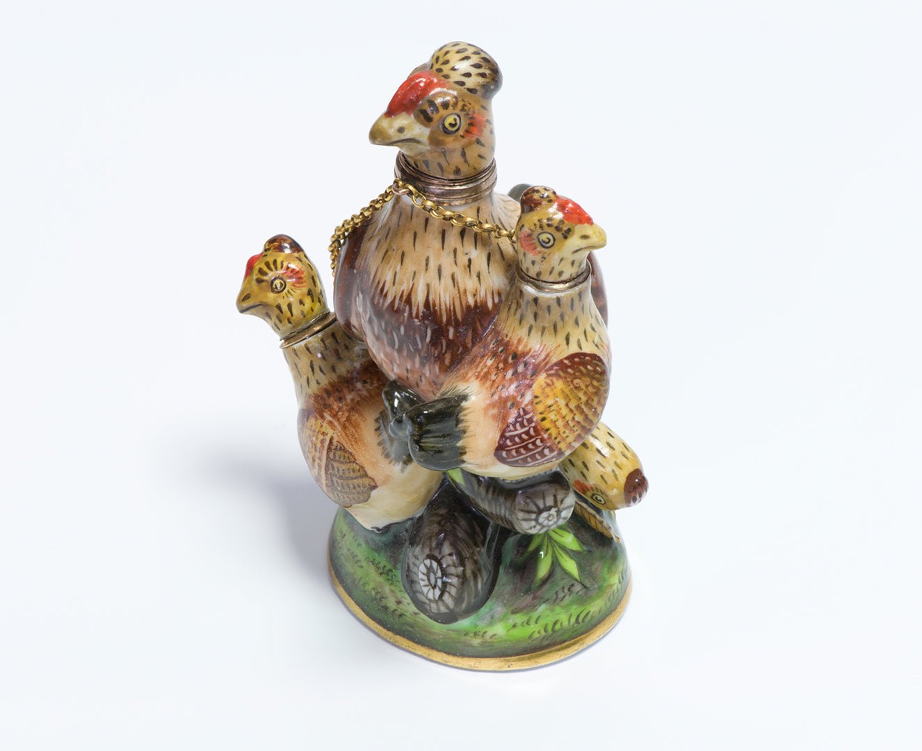 Antique 18th Century Porcelain Figural Bird Multi Scent Bottle