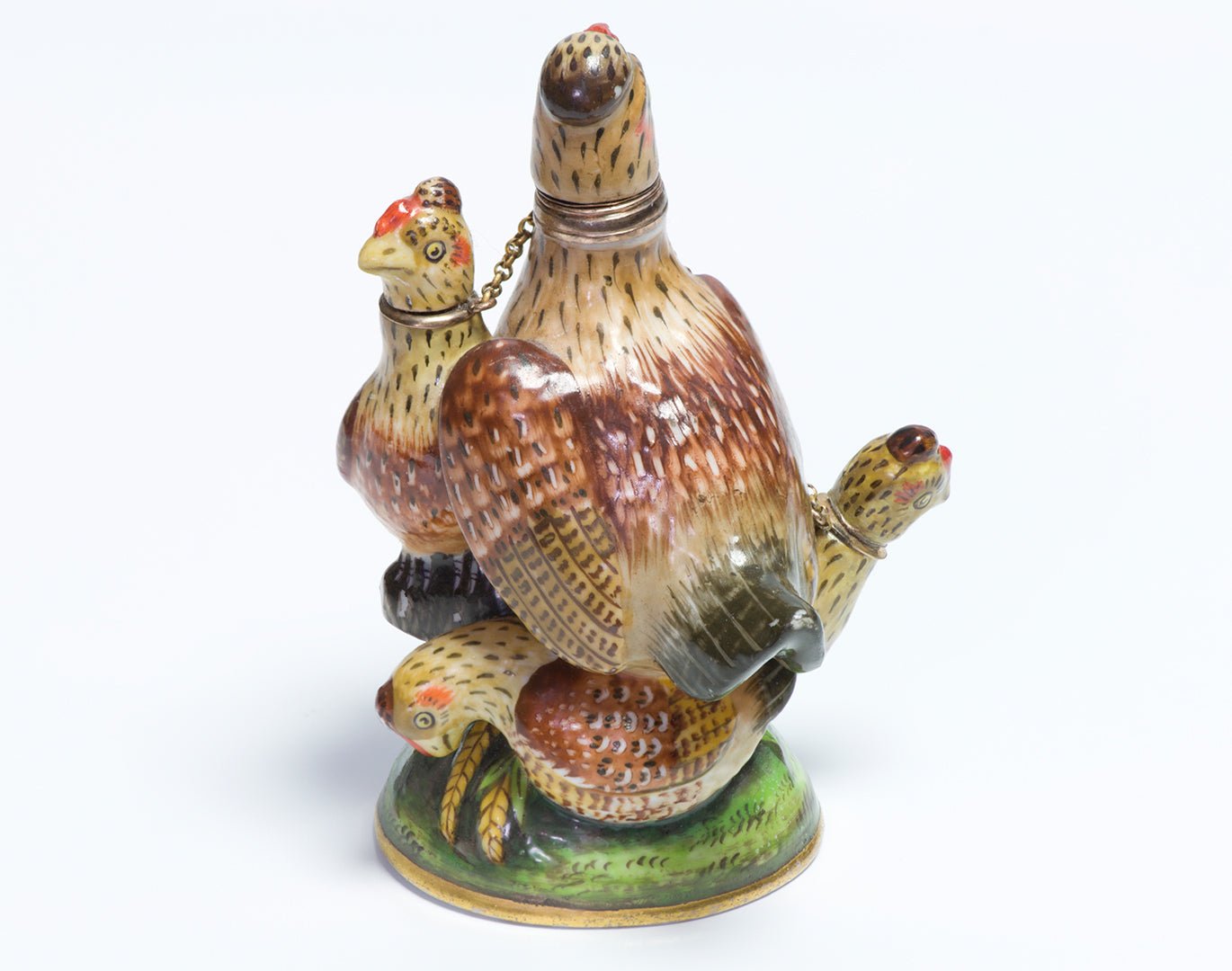 Antique 18th Century Porcelain Figural Bird Multi Scent Bottle