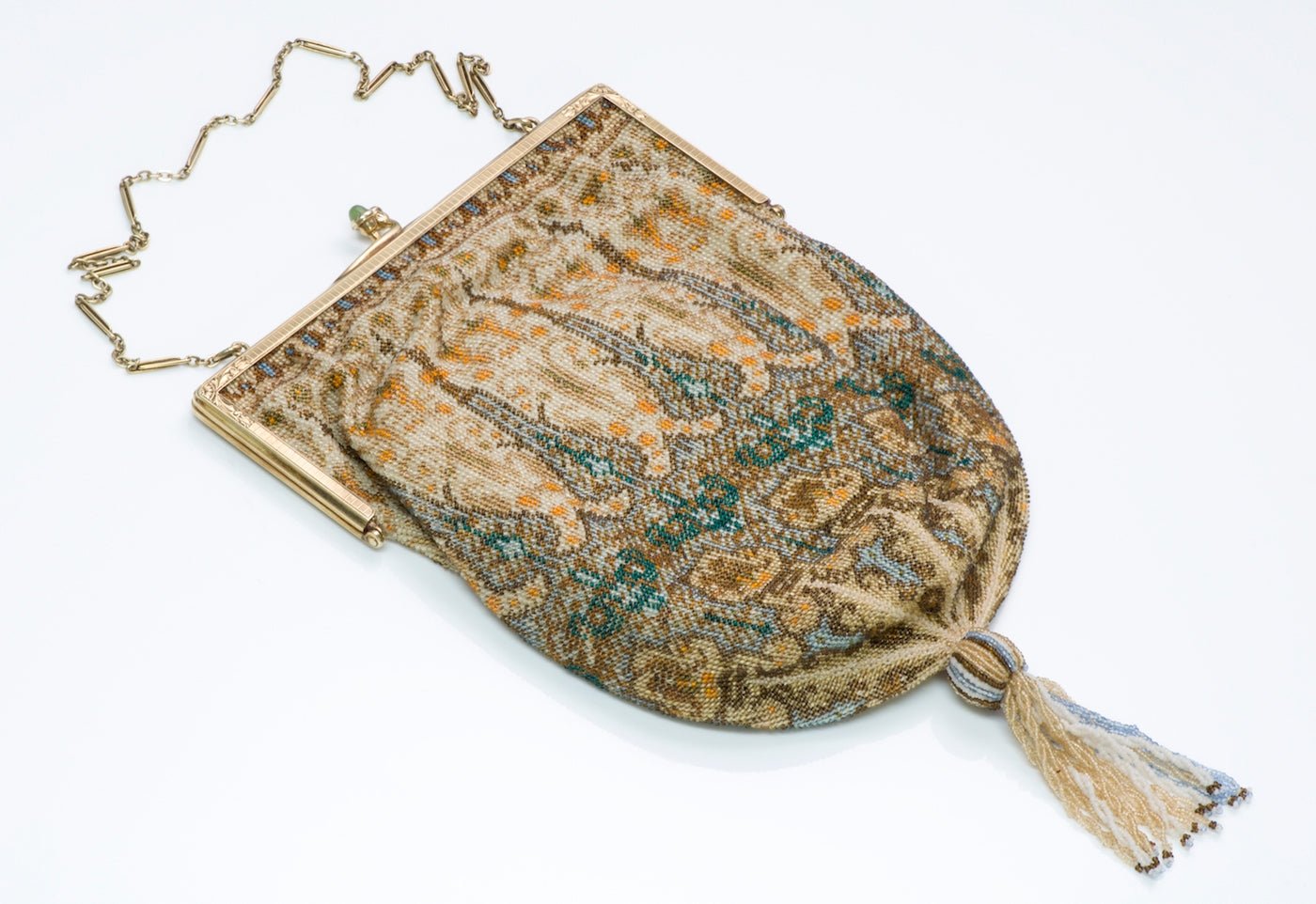 Antique 1920's Tiffany Gold Beaded Purse