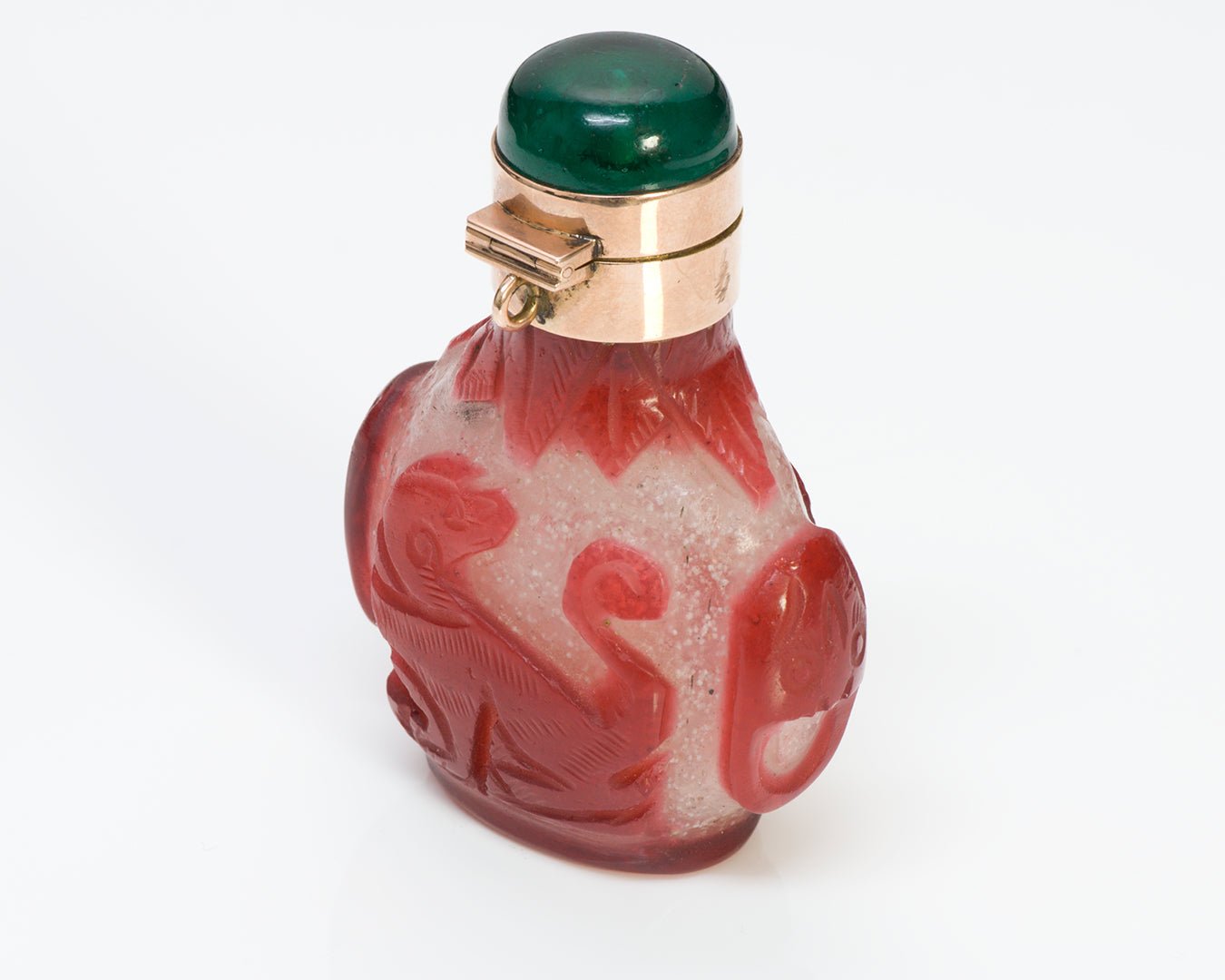 Antique 19th Century Chinese Gold Peking Glass Snuff Bottle