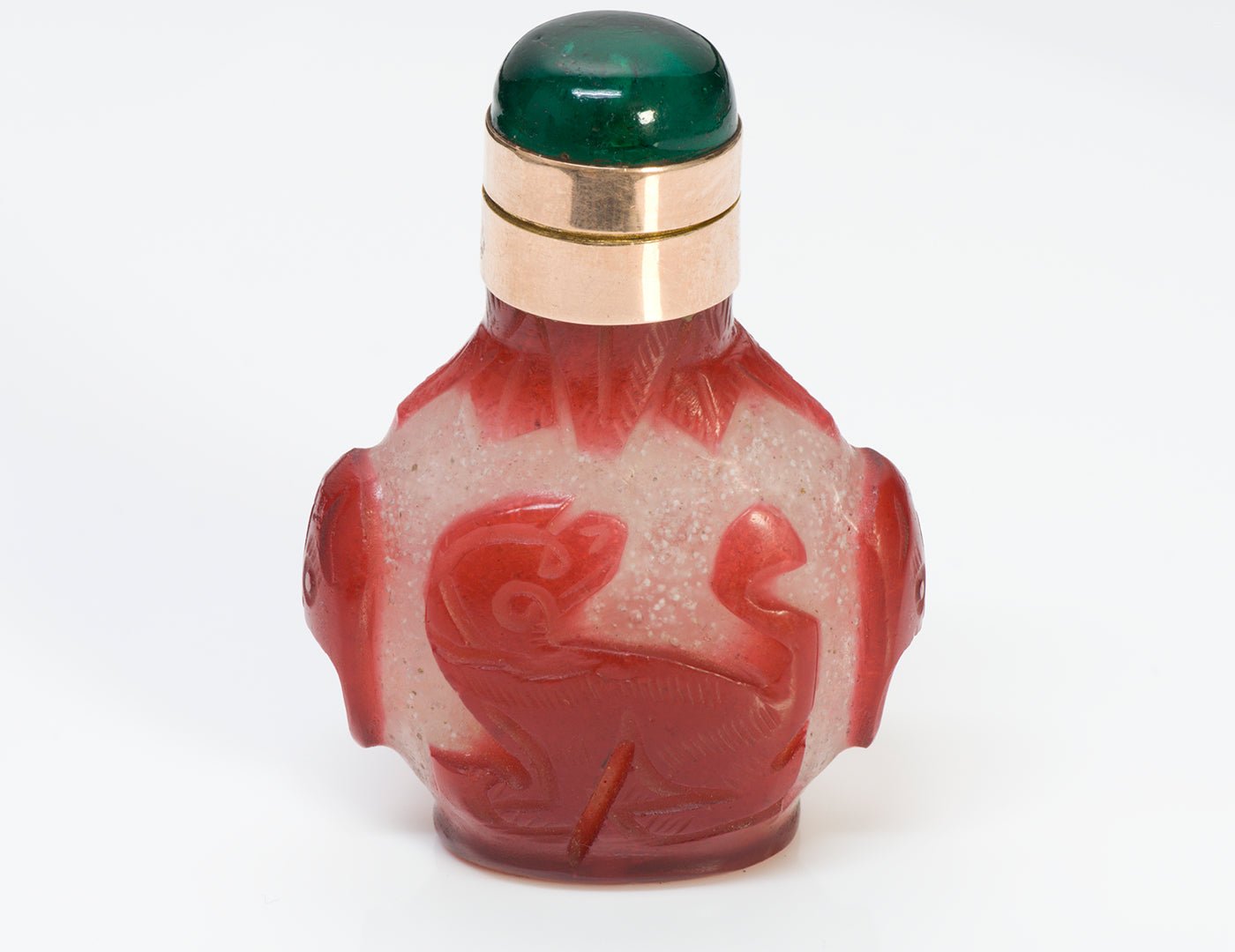 Antique 19th Century Chinese Gold Peking Glass Snuff Bottle