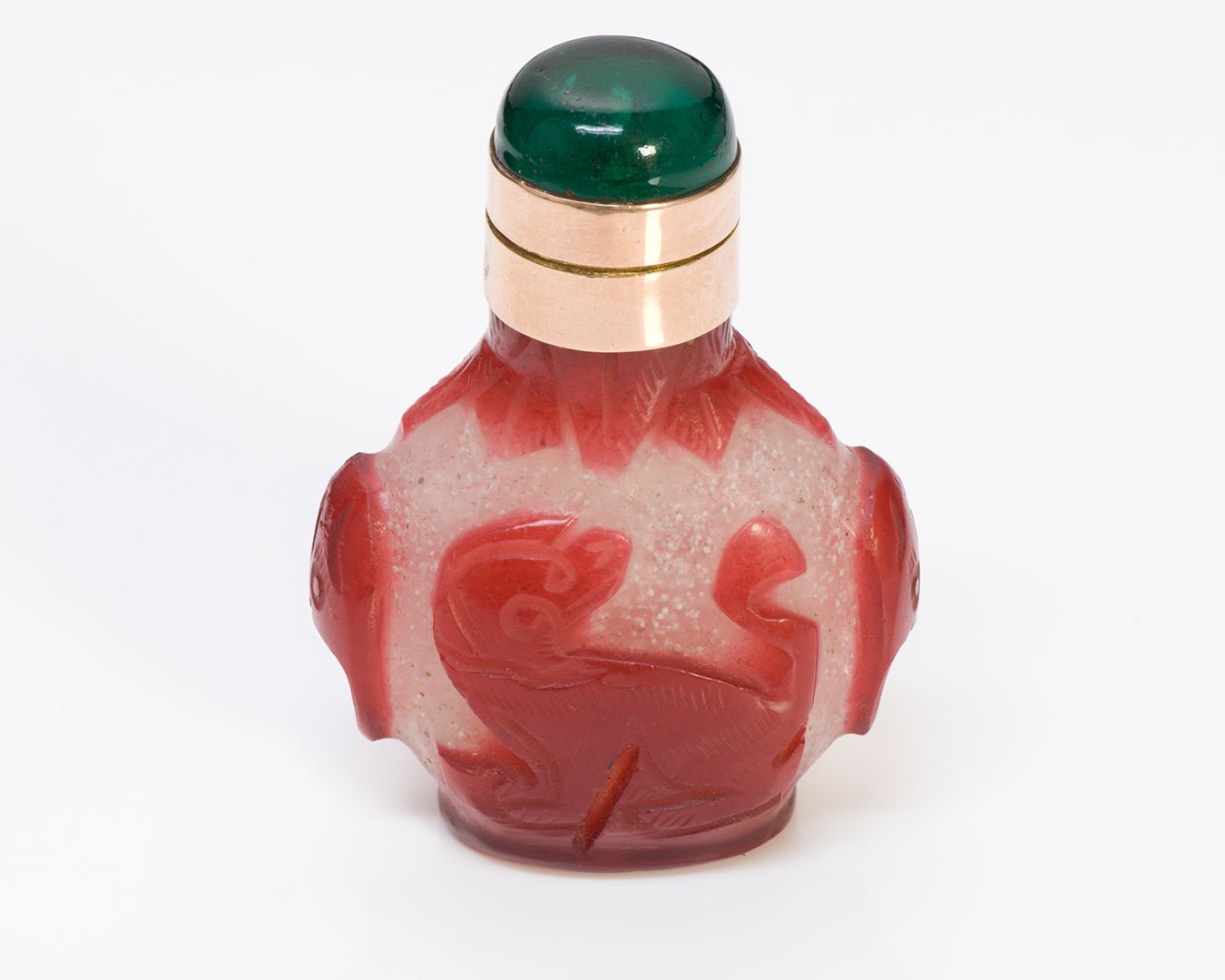 Antique 19th Century Chinese Gold Peking Glass Snuff Bottle
