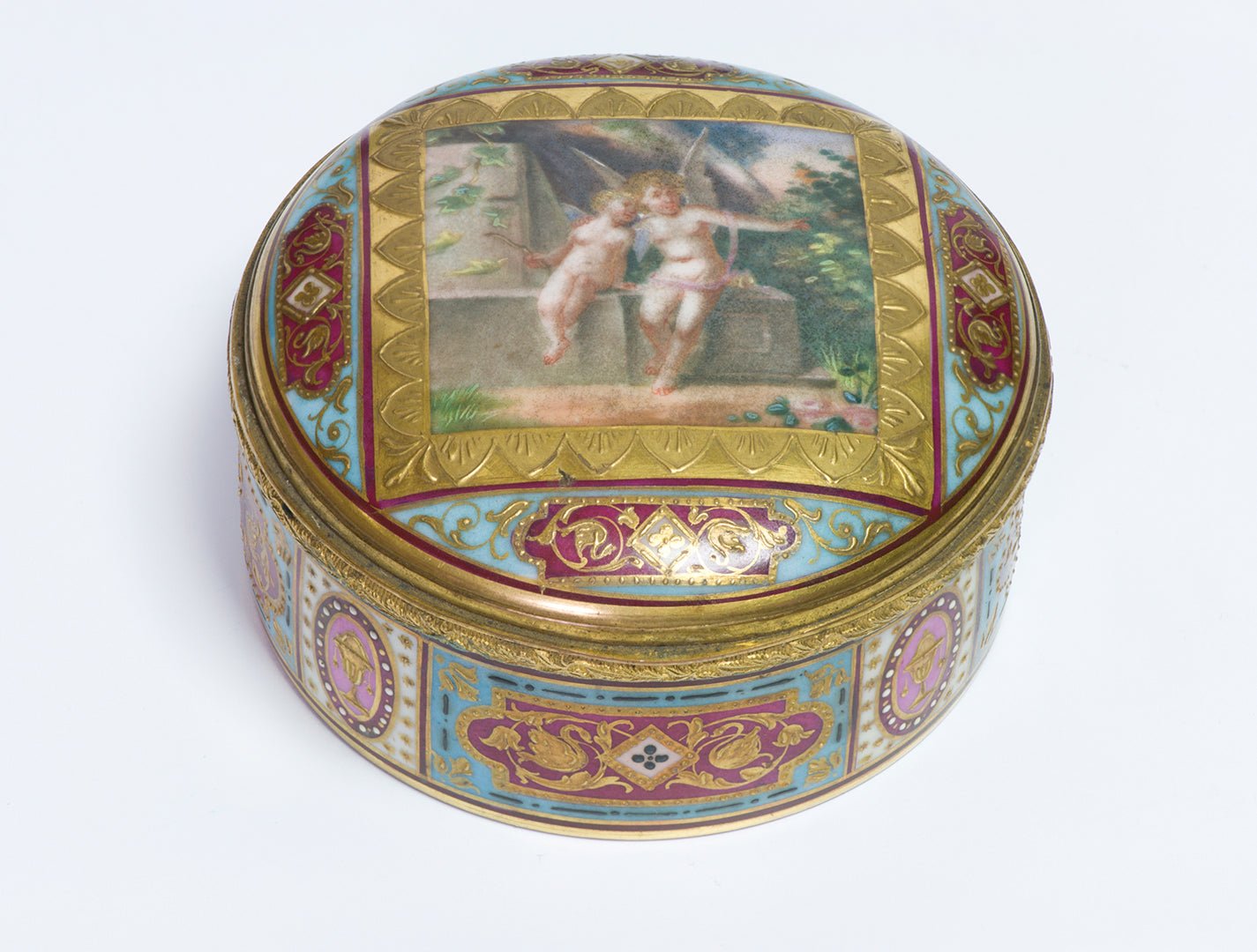 Antique 19th Century Nude Erotica Ladies Swan Cherubs Box