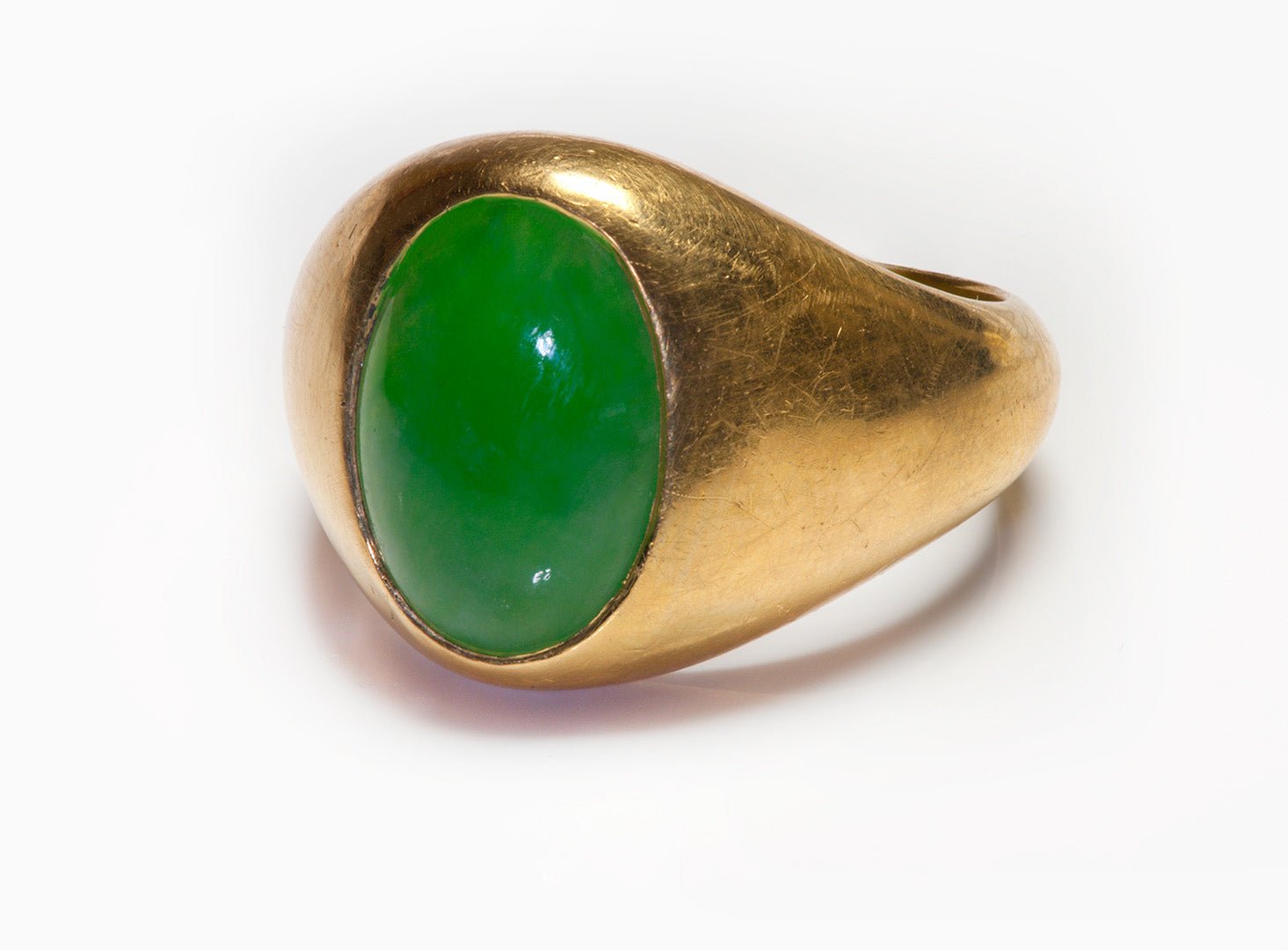 Antique 22K Yellow Gold GIA Jadeite Jade Men's Ring