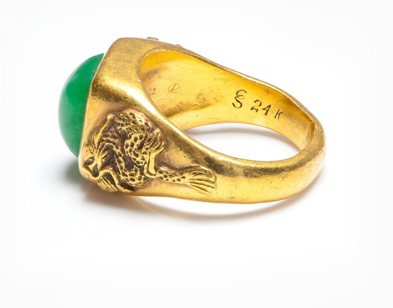 Antique 24K Gold GIA Jadeite Jade Men’s Ring
