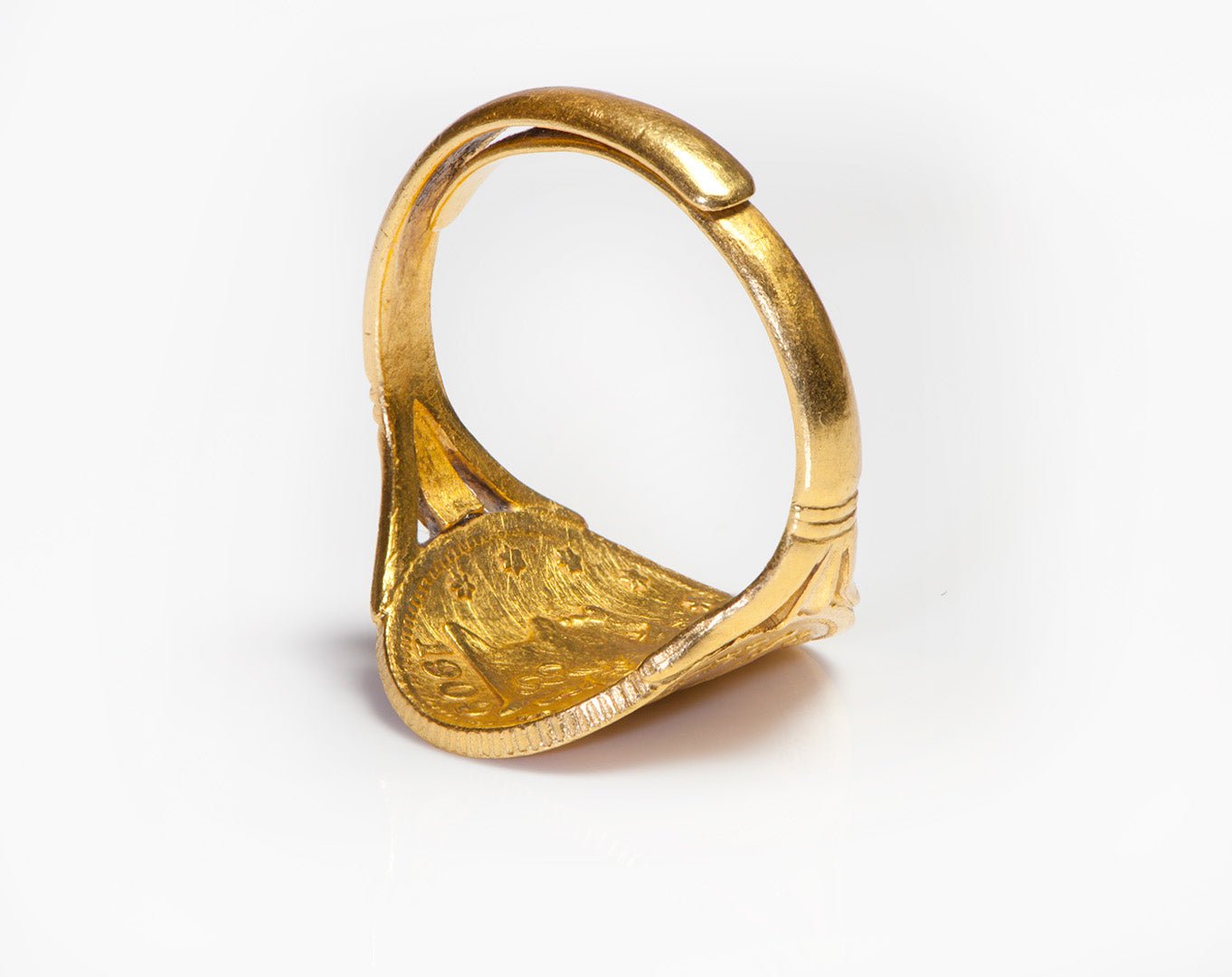 Antique 24K United States 2 1/2 Dollar Gold Coin Chinese Ring
