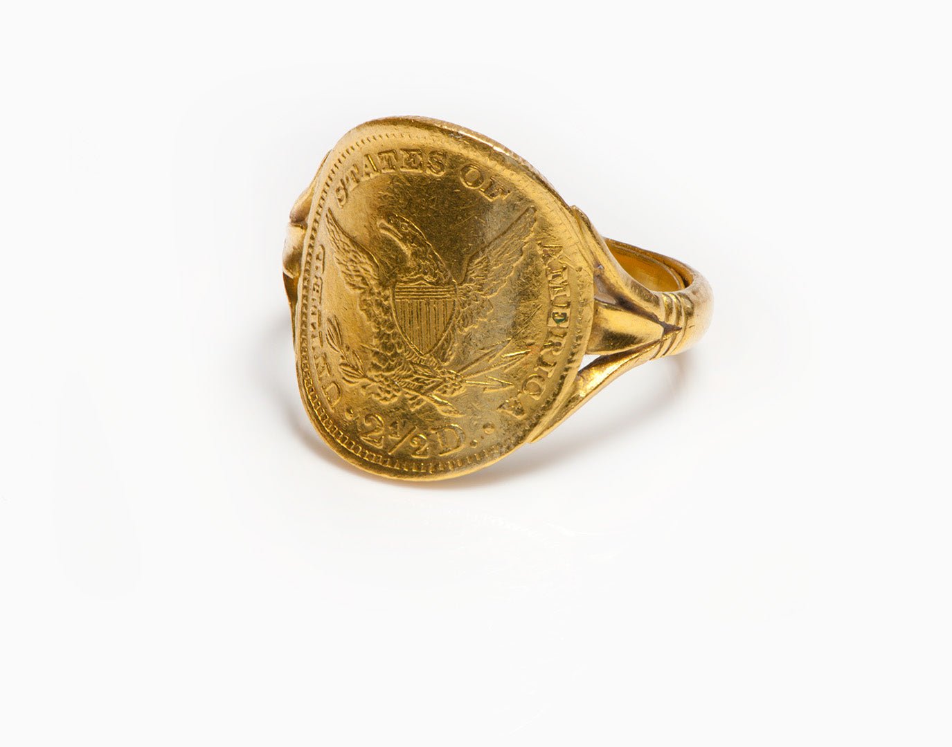 Antique 24K United States 2 1/2 Dollar Gold Coin Chinese Ring