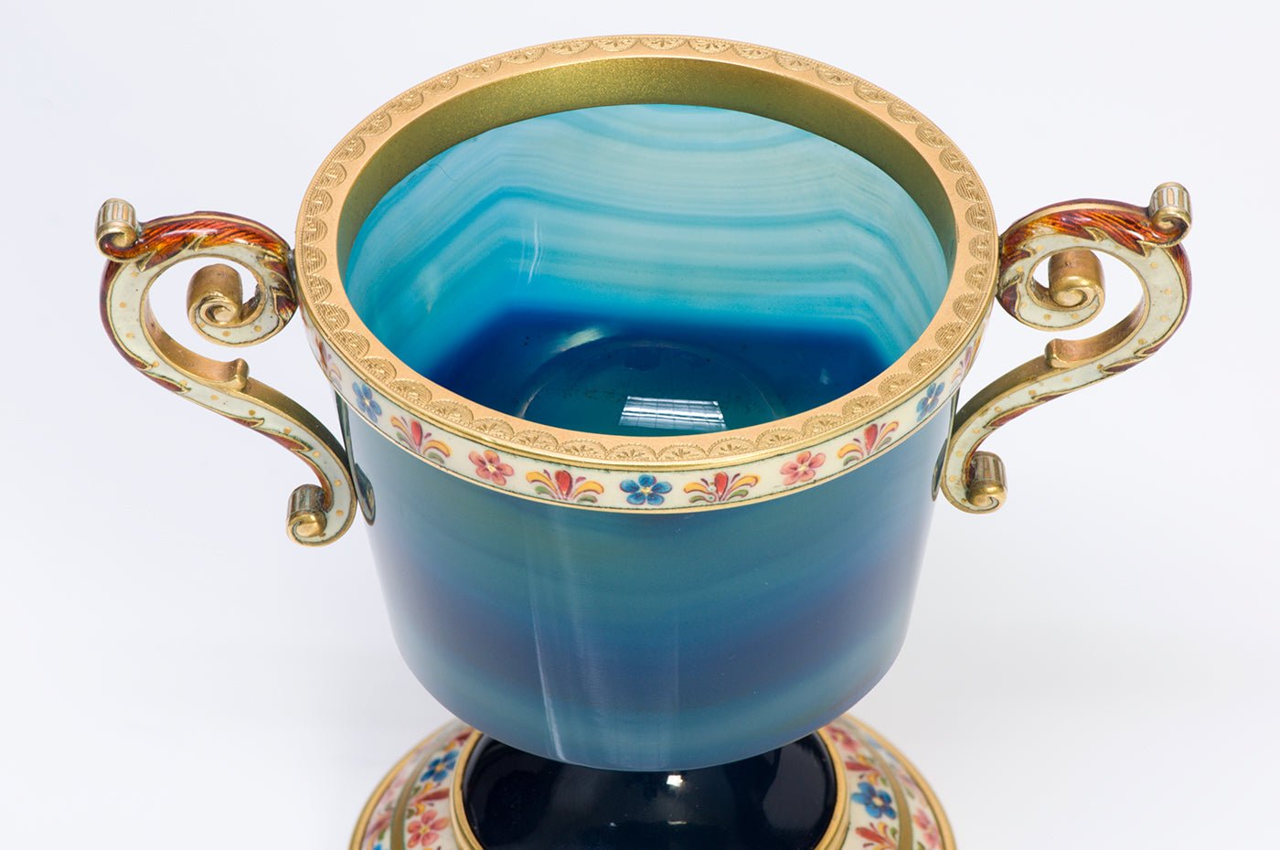 Antique Agate Gold Enamel Loving Cup