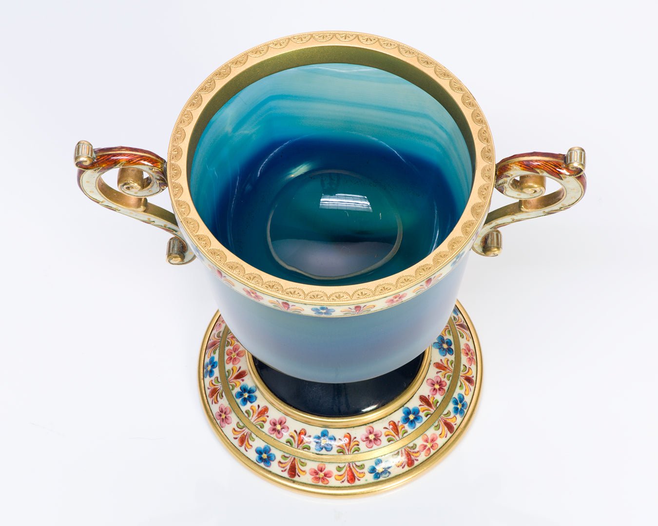 Antique Agate Gold Enamel Loving Cup