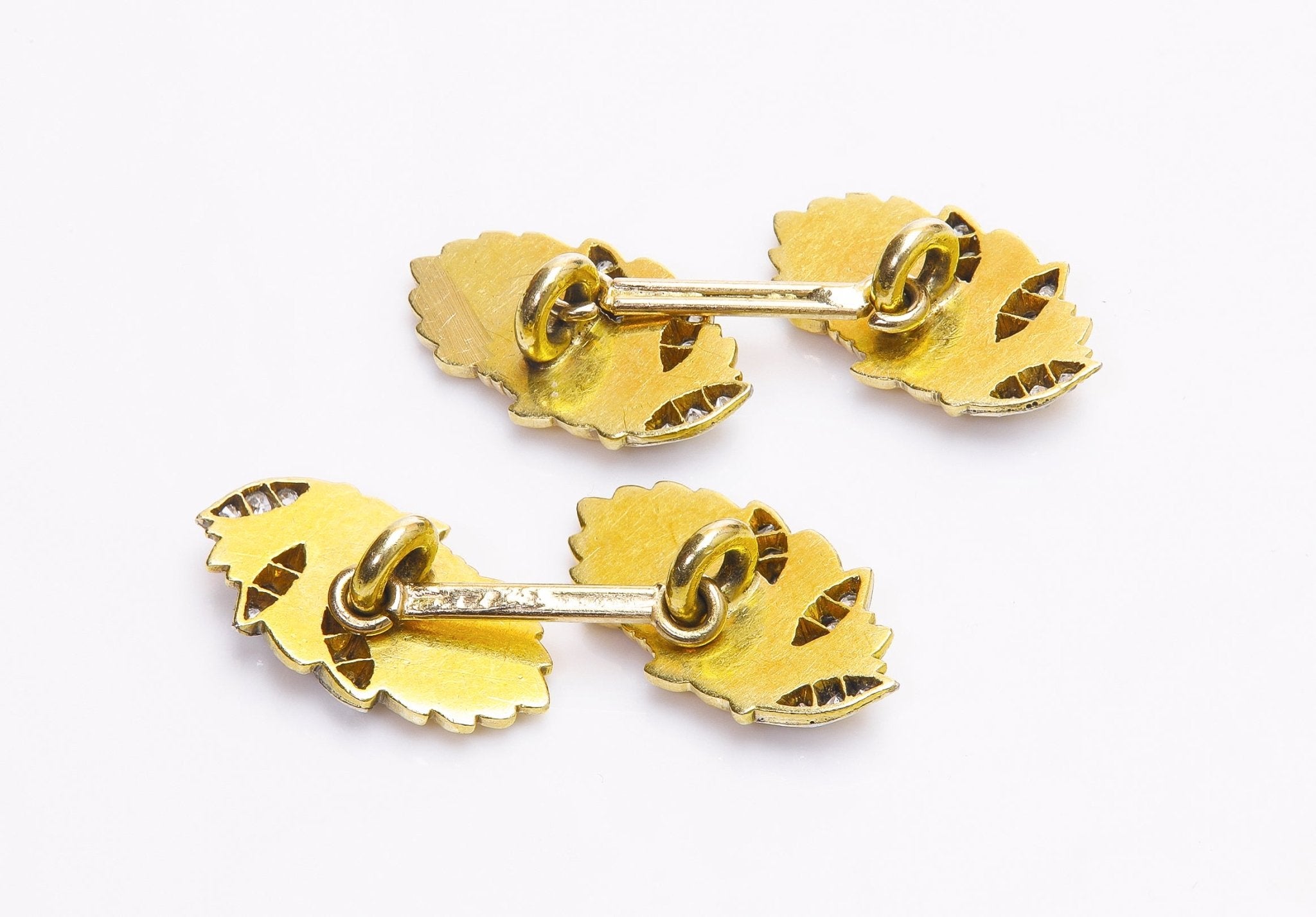 Antique American Indian Chief Gold Diamond Cufflinks