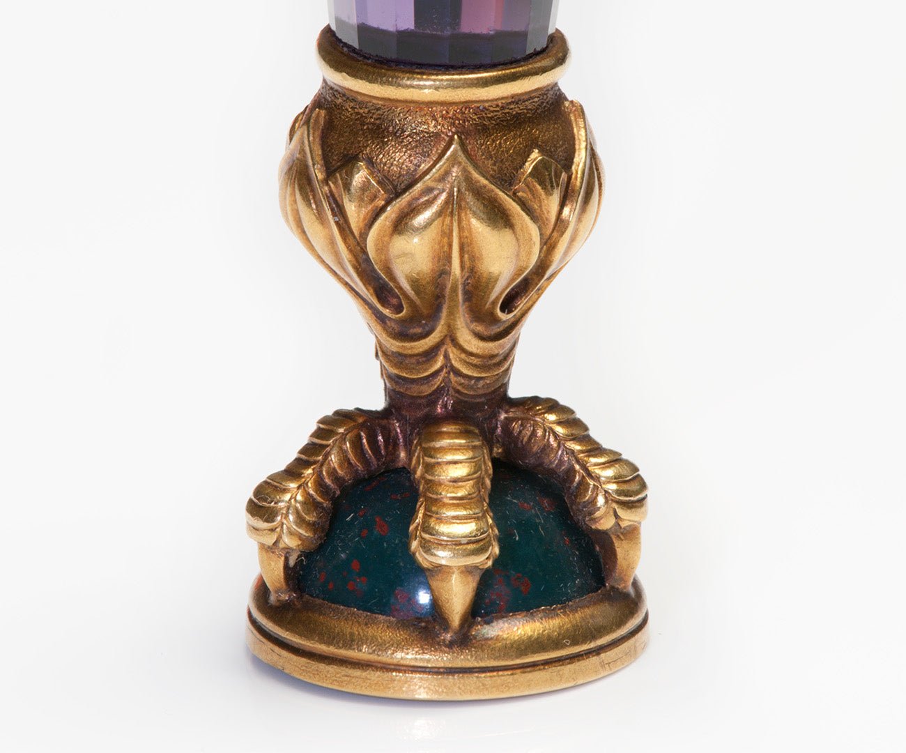 Antique Amethyst Gold Bloodstone Double Crest Seal