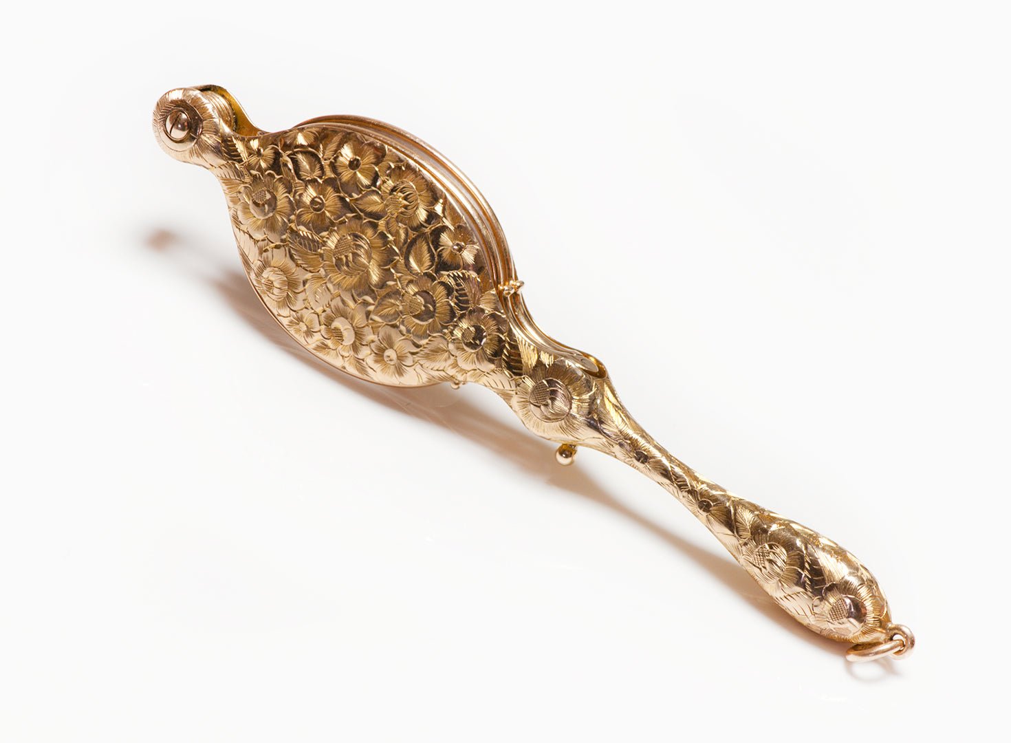 Antique Art Nouveau Engraved Gold Lorgnette