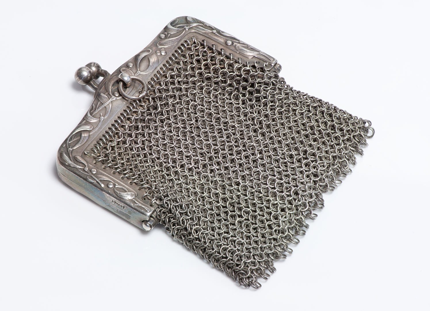 Antique Art Nouveau French Silver Mesh Purse