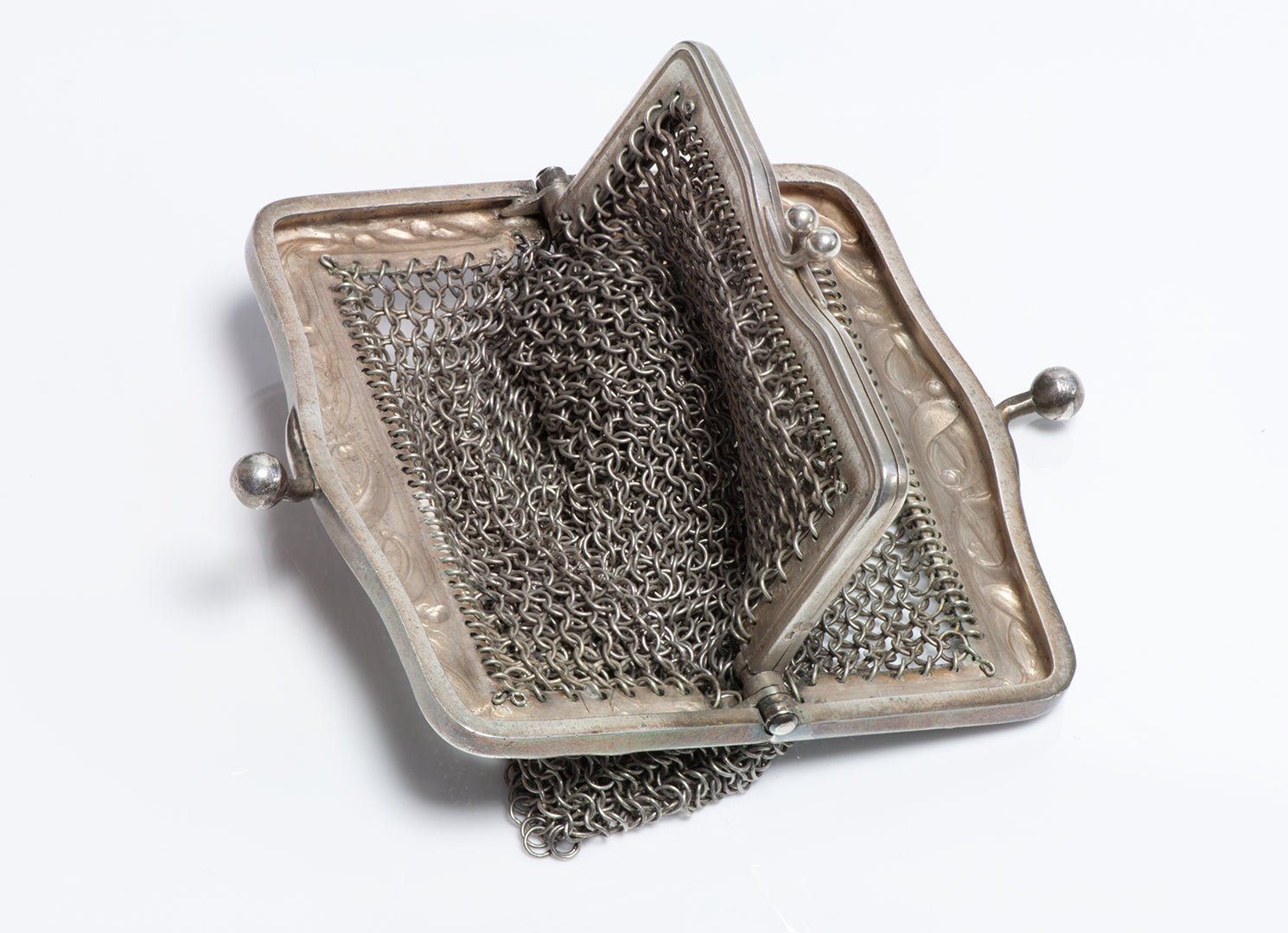 Antique Art Nouveau French Silver Mesh Purse