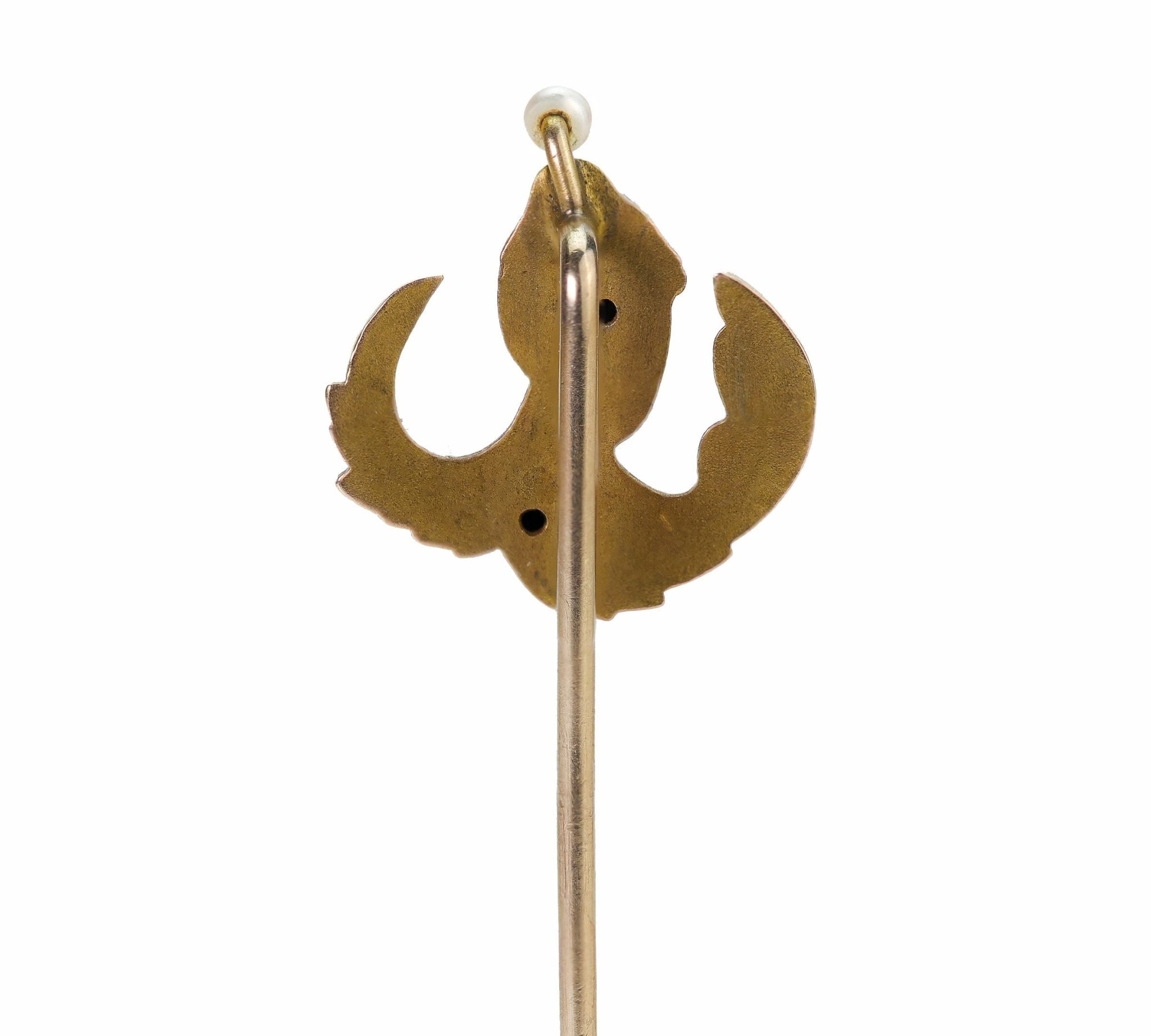 Antique Art Nouveau Gold Pearl Lady Stick Pin