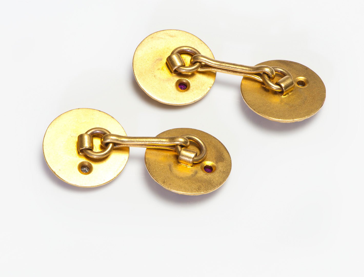 Antique Art Nouveau Gold Ruby Diamond Cufflinks
