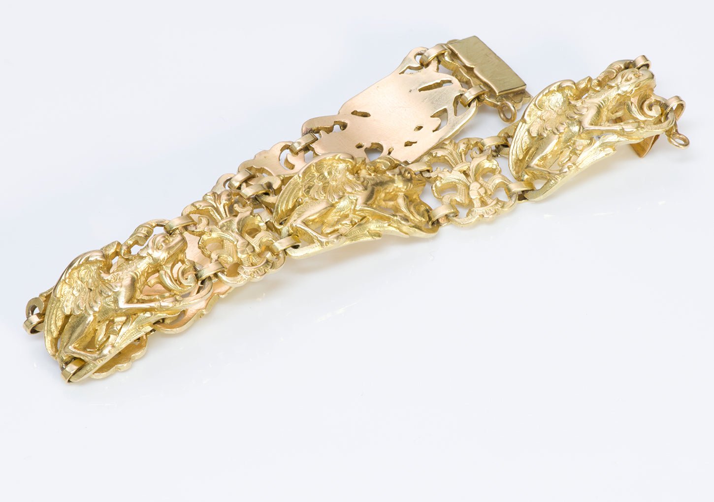 Antique Art Nouveau Griffin French 18K Gold Bracelet