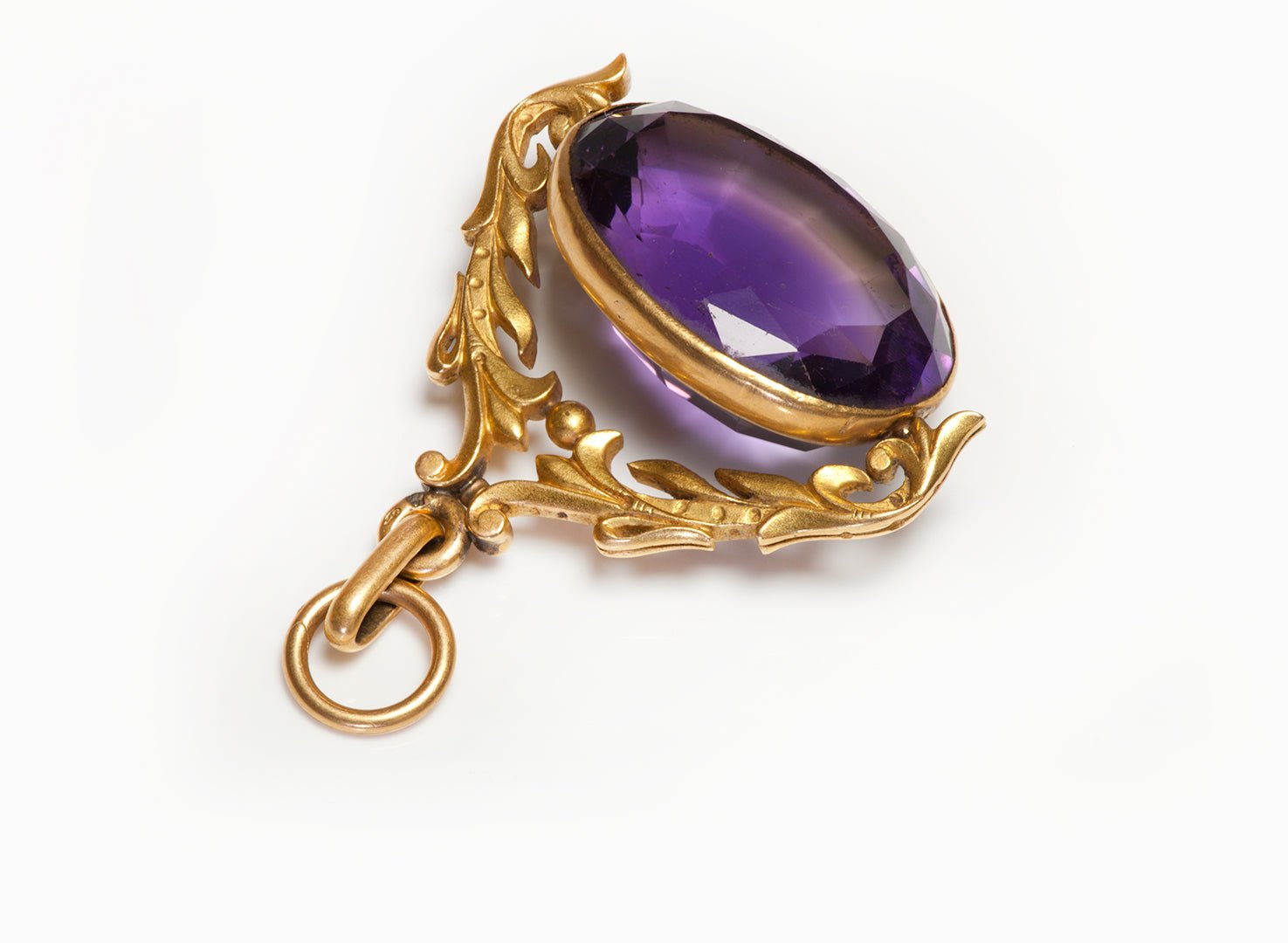 Antique Art Nouveau Yellow Gold Amethyst Fob