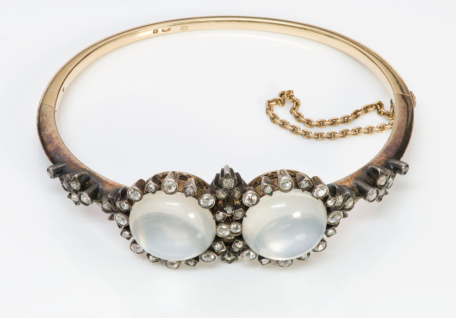 Antique Austrian Gold Diamond & Moonstone Bracelet