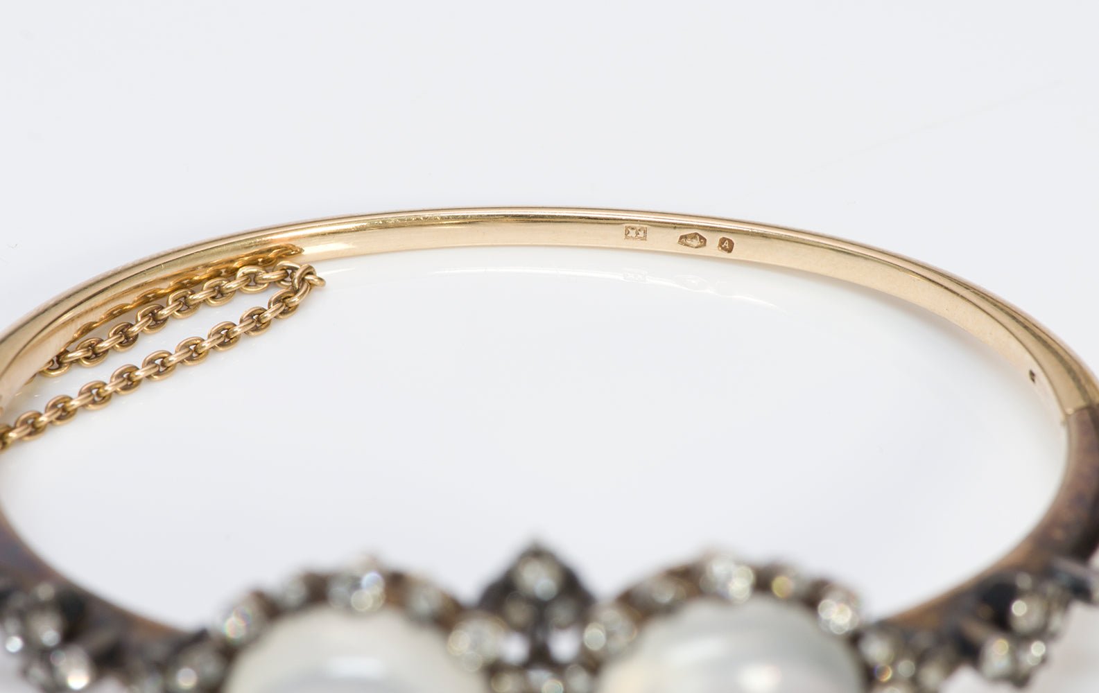 Antique Austrian Gold Diamond & Moonstone Bracelet