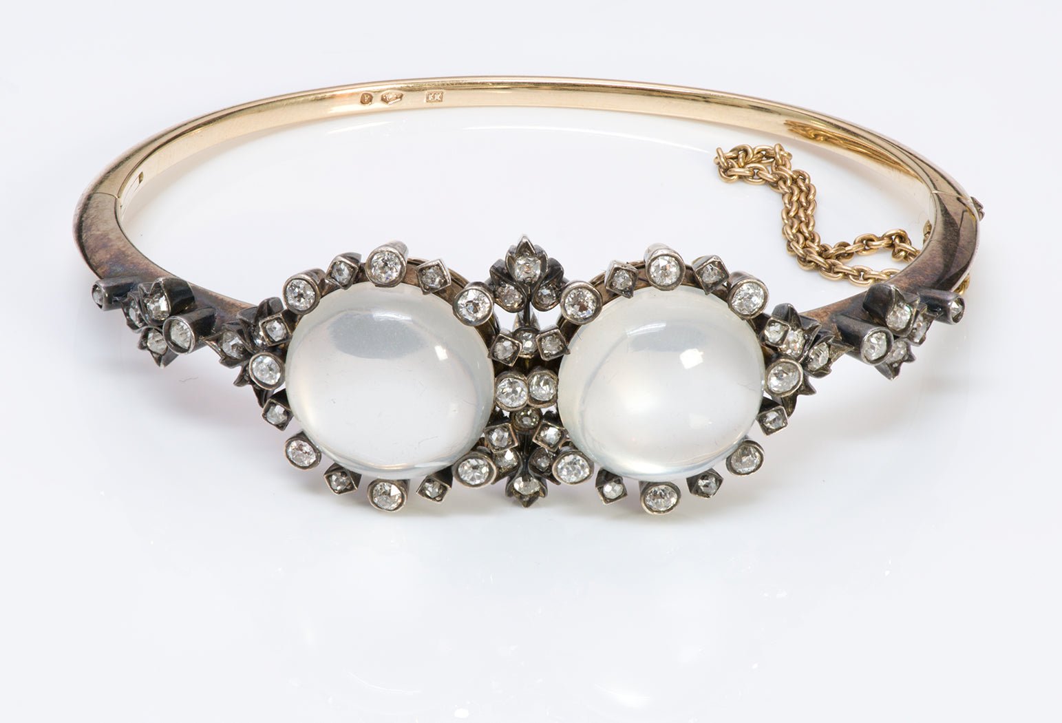 Antique Austrian Gold Diamond & Moonstone Bracelet