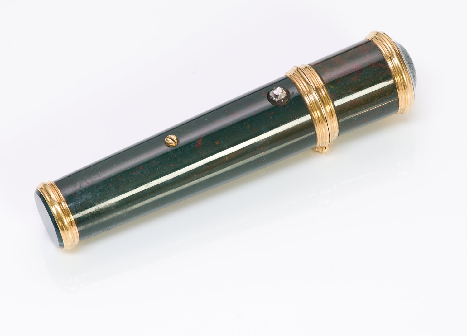 Antique Bloodstone Diamond Gold Etui