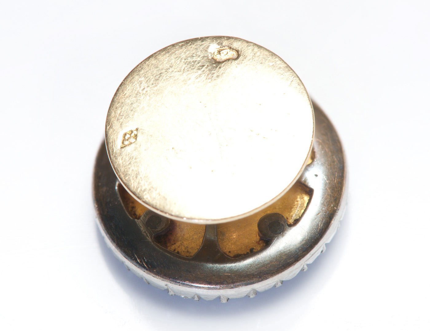 Antique Boin Taburet Diamond Enamel Cufflink Stud Set