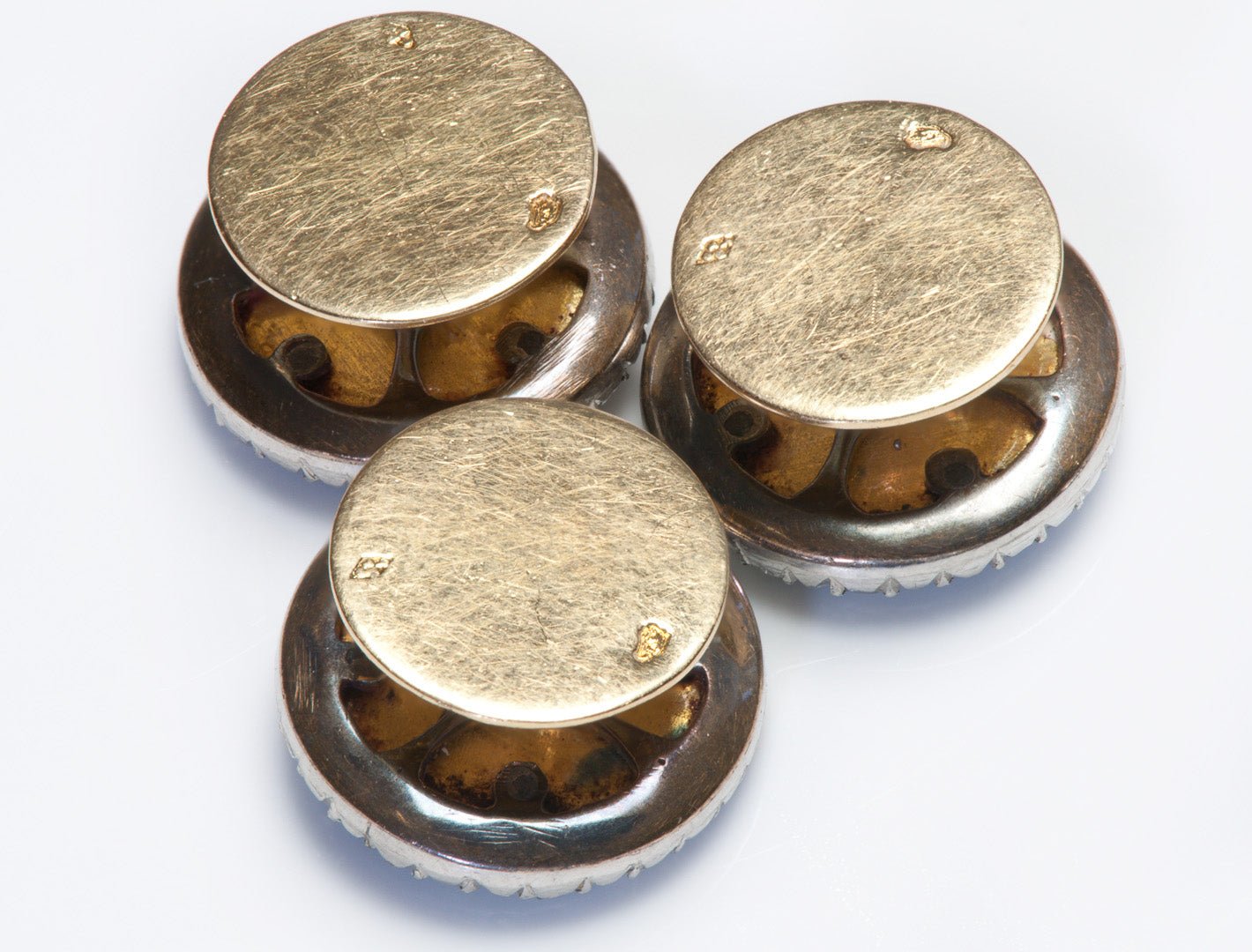 Antique Boin Taburet Diamond Enamel Cufflink Stud Set
