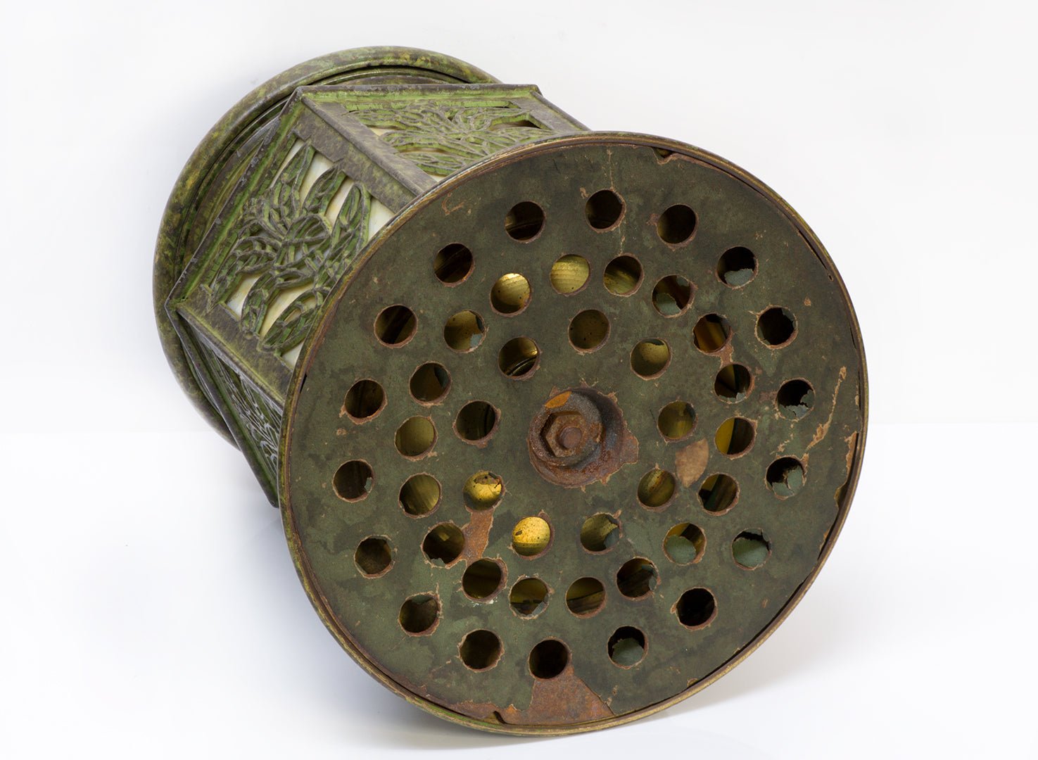 Antique Bradley & Hubbard Slag Glass Arts & Crafts Humidor Tobacco Jar