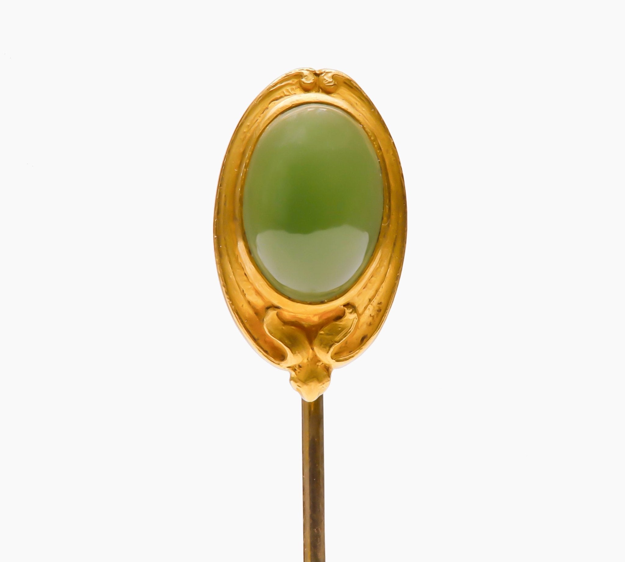 Antique Hans Brassler & Co. Gold Jade Stick Pin