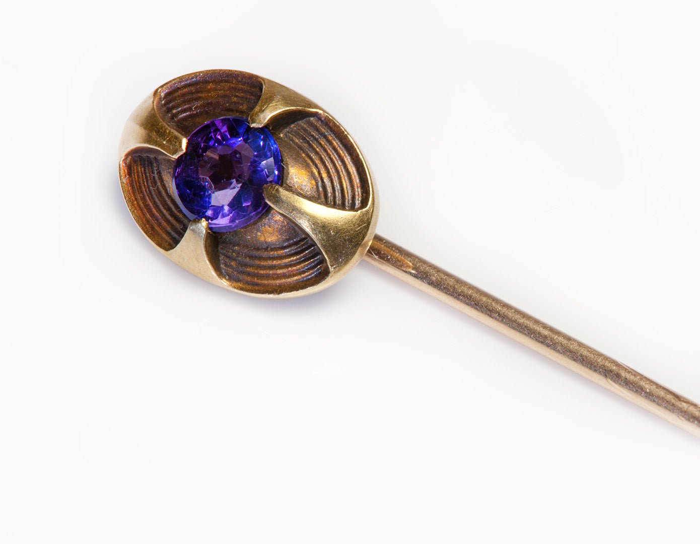 Antique Hans Brassler & Co. Gold Sapphire Stick Pin