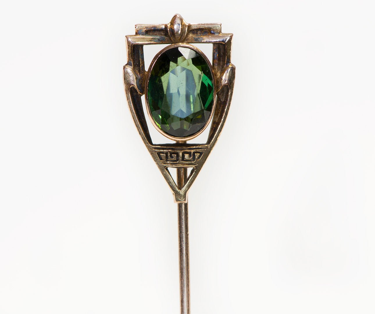 Antique Hans Brassler & Co. Gold Tourmaline Stick Pin