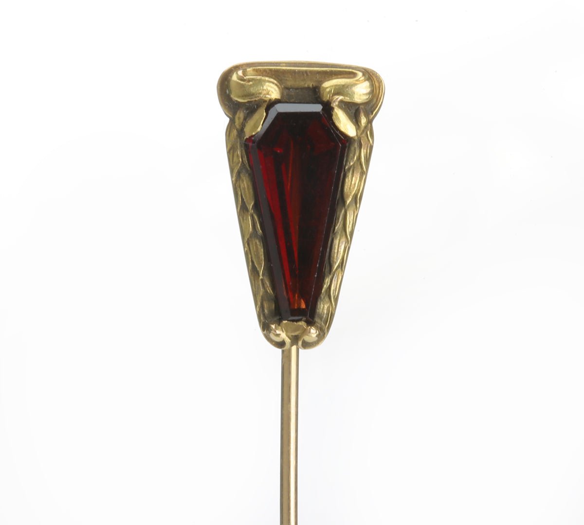 Antique Hans Brassler & Co. Transitional Gold Garnet Stick Pin