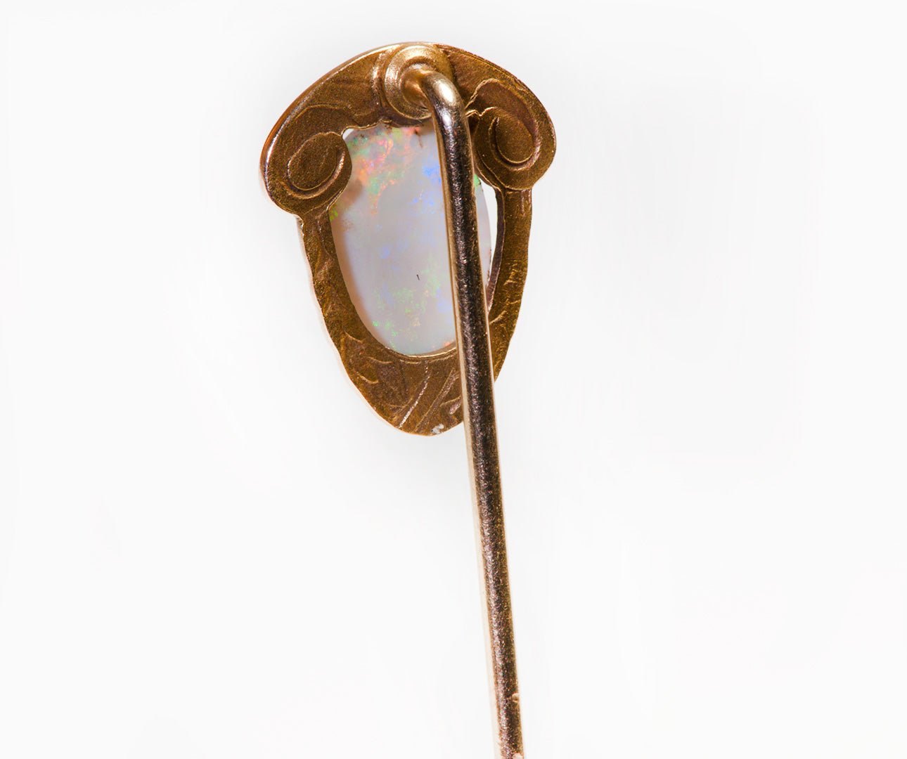 Antique Hans Brassler & Co. Yellow Gold Opal Stick Pin