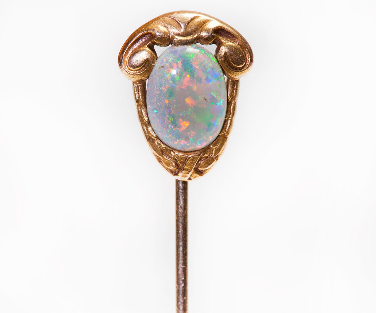 Antique Hans Brassler & Co. Yellow Gold Opal Stick Pin