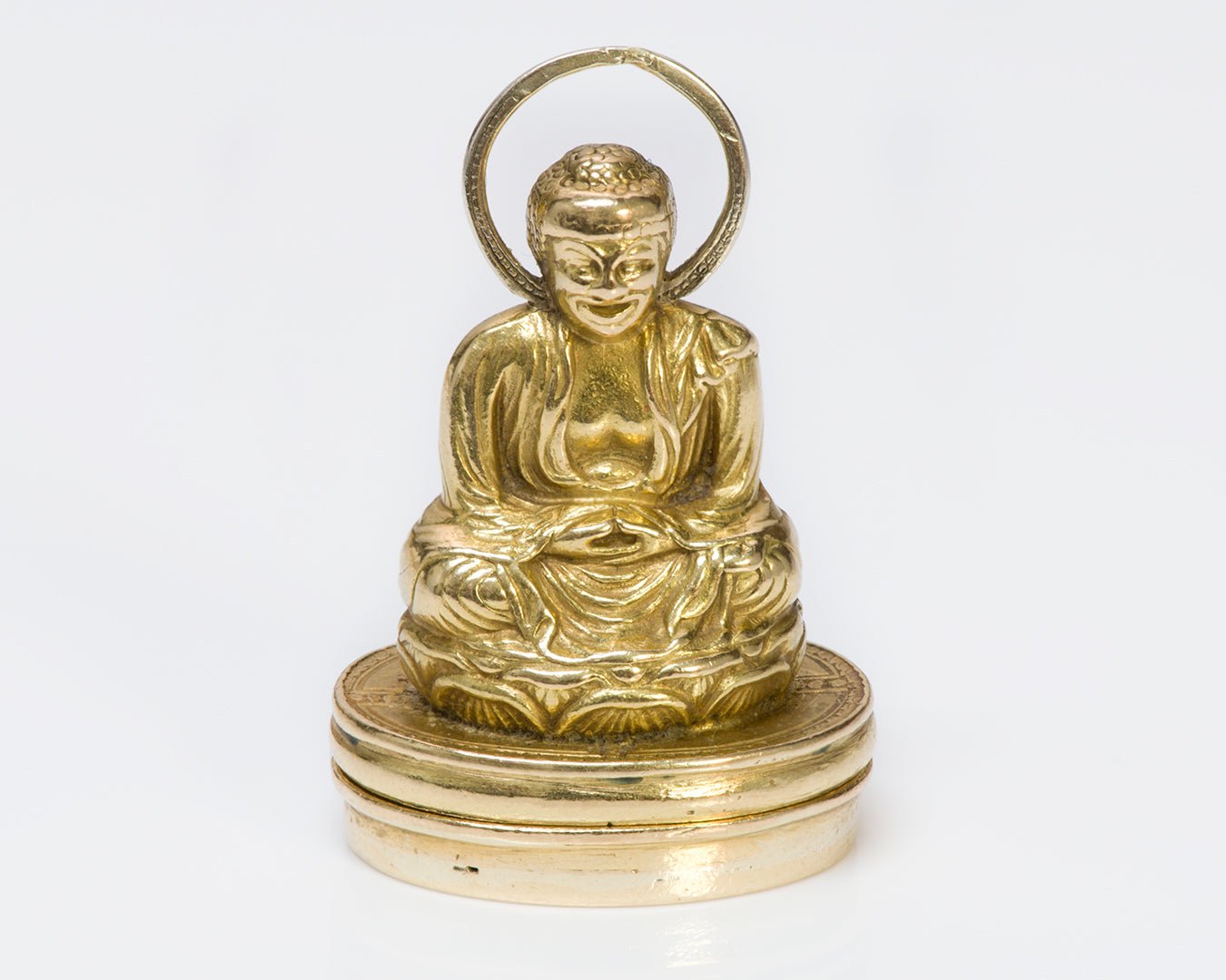 Antique Buddha 18K Yellow Gold Pendant Seal