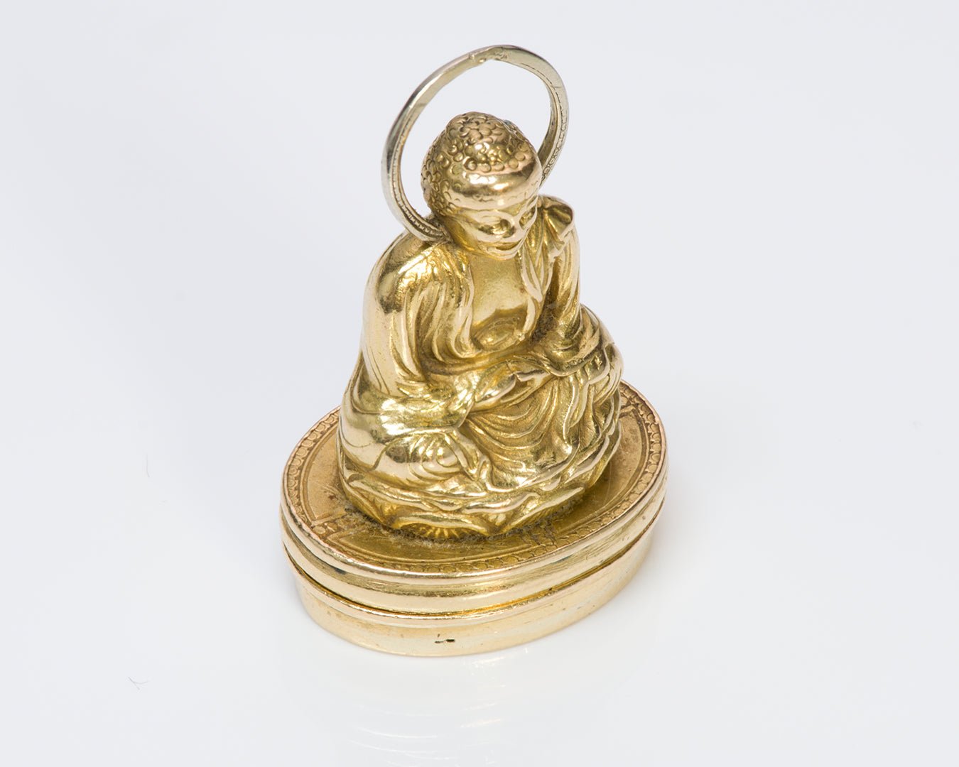 Antique Buddha 18K Yellow Gold Pendant Seal