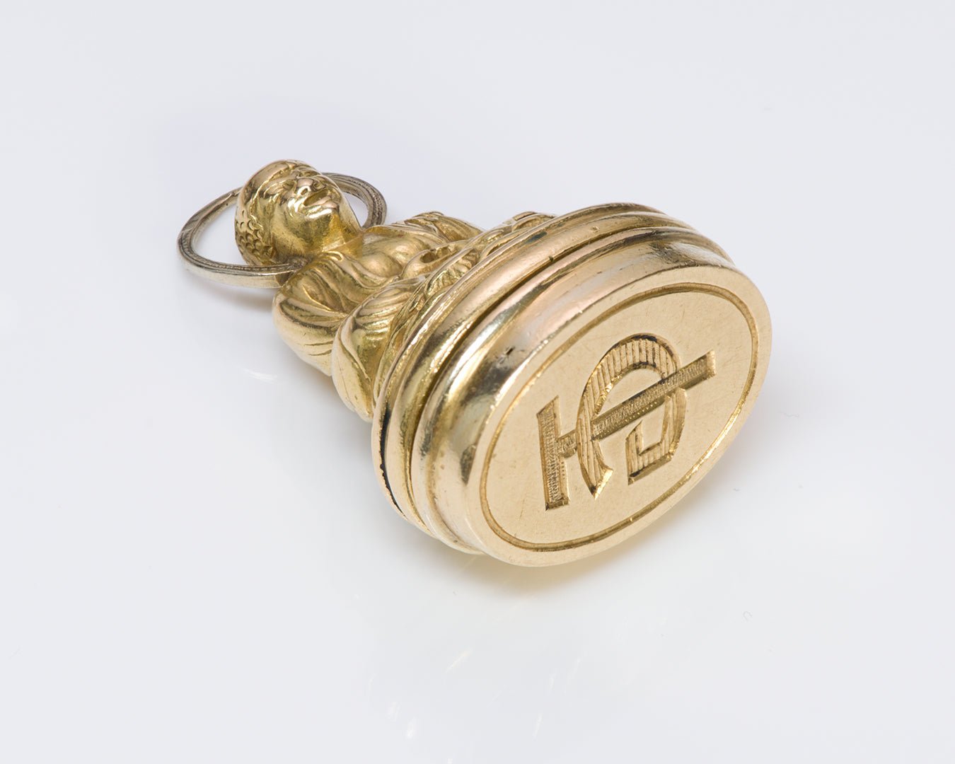 Antique Buddha 18K Yellow Gold Pendant Seal