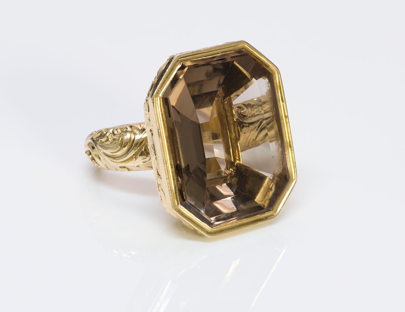 Antique Carved Gold Citrine Ring