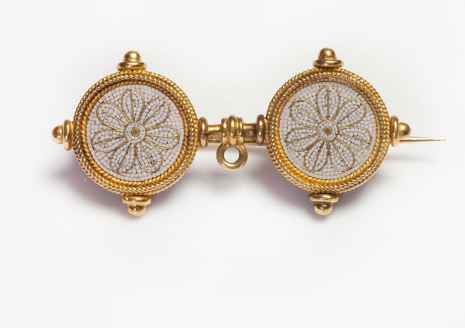 Antique Castellani Yellow Gold Mosaic Brooch
