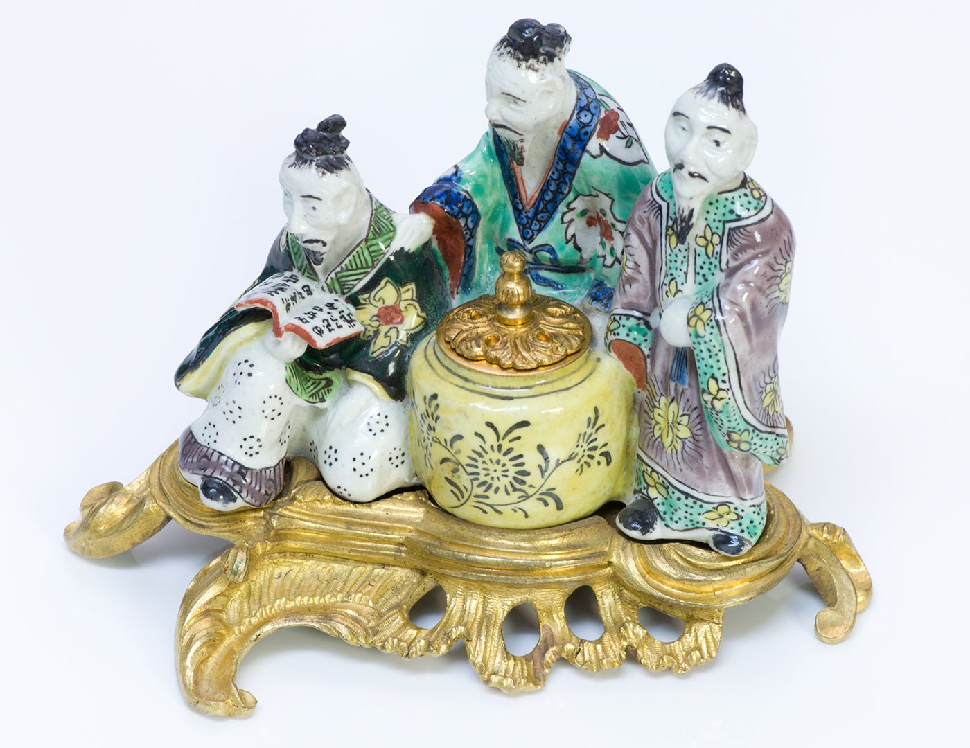 Antique Chinese Bronze Porcelain Inkwell