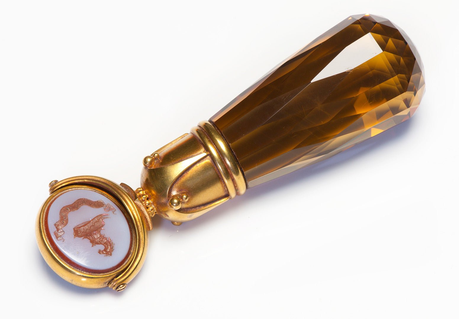 Antique Citrine Gold Double Crest Seal